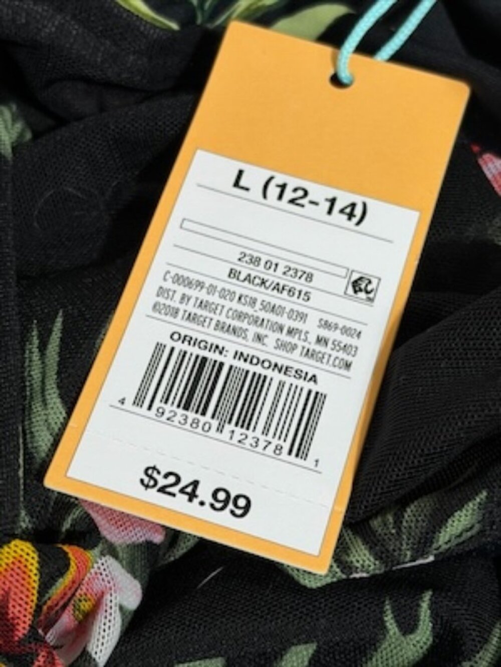 Kona Sol Black Floral Mesh Strapless Tankini Swim Top Removable Straps  - NWT - Picture 3 of 4